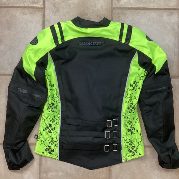 Joe Rocket Motorcycle Outfit-Women's Sz Small-Black/Green Paisley-Armor Suit/Set - Picture 3 of 16